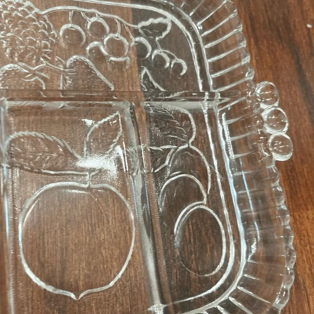 Vintage INDIANA GLASS Clear 5 Part Divided Fruit Relish Tray Platter Dish -USA